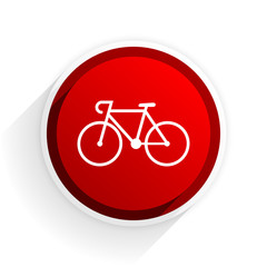 Poster - bicycle flat icon with shadow on white background, red modern design web element