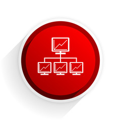 Poster - network flat icon with shadow on white background, red modern design web element