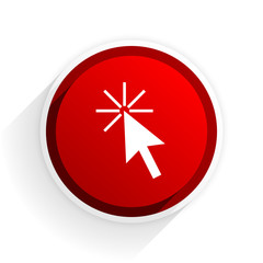 Poster - click here flat icon with shadow on white background, red modern design web element