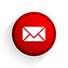 Poster - email flat icon with shadow on white background, red modern design web element
