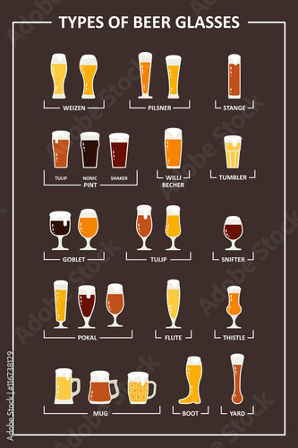 Beer Glass Types Guide Beer Glasses And Mugs With Names Vector