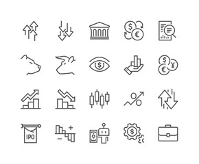 Poster - Line Stock Market Icons