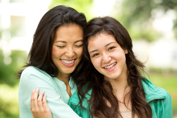 beautiful mother and daughter