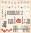 Vintage Halloween Spooky Border Elements Vector Set