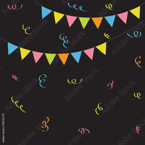 Triangle Paper Flags Ribbon Confetti Black Background Colorful Flag Set Hanging On Rope Flat Design Buy This Stock Vector And Explore Similar Vectors At Adobe Stock Adobe Stock