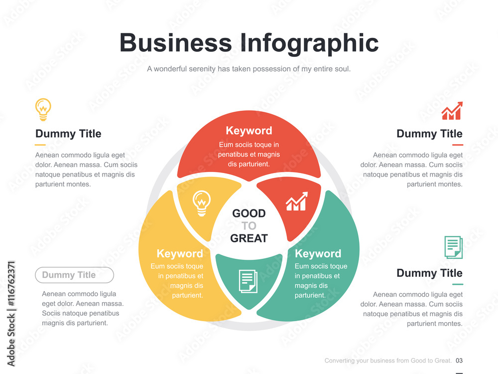 Flat business presentation vector slide template with diagram chart 스톡 ...