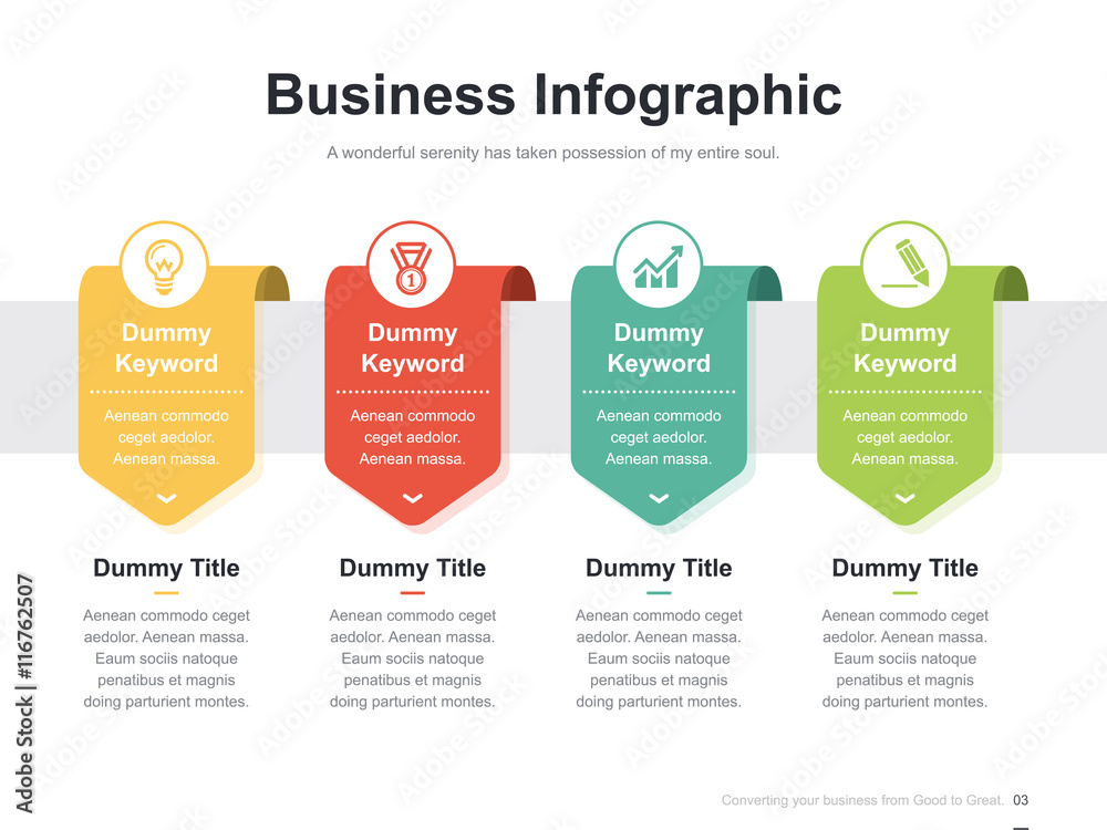 Flat business presentation vector slide template with diagram chart ...