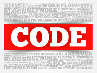 Poster - CODE word cloud collage, business concept background
