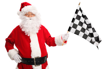 Sticker - Santa Claus waving a racing flag