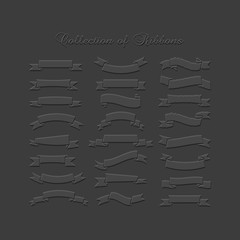 Poster - Collection of 3d Icons Black Ribbons - Banners