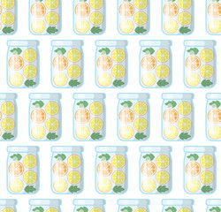 Jar seamless pattern. Kitchen vector background