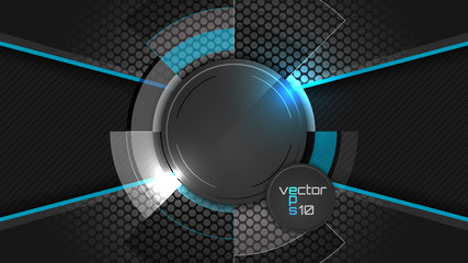 Poster - dark abstract wallpaper with circle pattern and place for your headline.