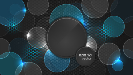 Poster - dark abstract wallpaper with circle pattern and place for your headline.