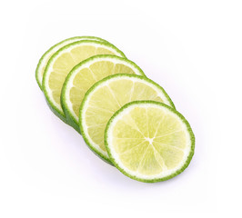 Poster - Green lemon slice isolated on white background