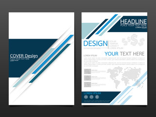 Wall Mural - blue business annual report brochure flyer design template vector, leaflet cover presentation abstra