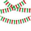 Vector colorful bunting decoration in colors of italian flag. Garland, pennants on a rope for party, carnival, festival, celebration. Vector illustration for National Day of Italy on 2 June
