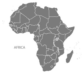 africa map with countries grey
