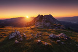 Fototapeta  - shed on Urkiola mountain range at sunset