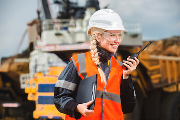 Young female with radio set