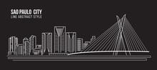 Cityscape Building Line Art Vector Illustration Design -  Sao Paulo City