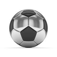  Silver soccer ball on white background. 3D rendering.