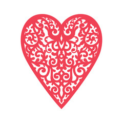 Wall Mural - Template heart with flowers for laser cutting, chipboard scrapbooking.