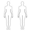 Fashion woman's outlined template figure silhouette (front & bac