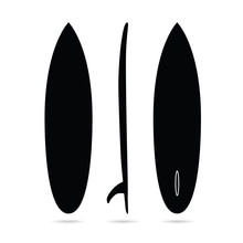 Surfboard Set In Black Color Water Illustration