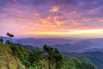 Wall Mural - beautiful sunrise mountain landscapes