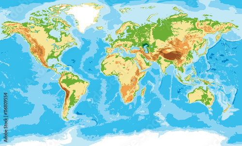 Obraz na płótnie Physical map of the world