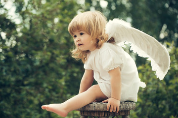 Wall Mural - Little boy dressed as angel