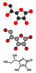 Wall Mural - Vitamin C (ascorbic acid, ascorbate) molecule. 