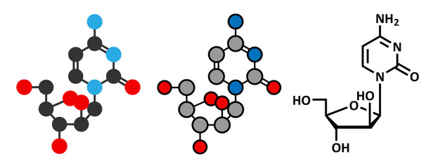 Poster - Cytarabine (cytosine arabinoside, Ara-C) chemotherapy drug molecule