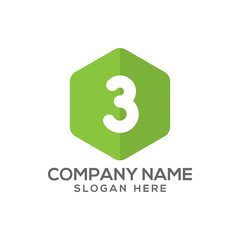 Canvas Print - Number 3 icon logo vector