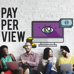 Canvas Print - Pay-Per-View Content Magnifier Observation Concept