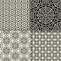 Wall Mural - Black and white geometric ornate patterns. Vector illustration