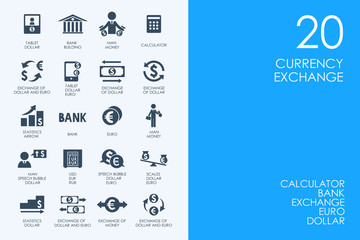 Poster - Set of BLUE HAMSTER Library currency exchange icons