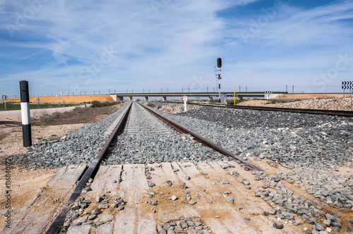 Fotografia, Obraz Level crossing with no barrier in Toledo Province, Spain