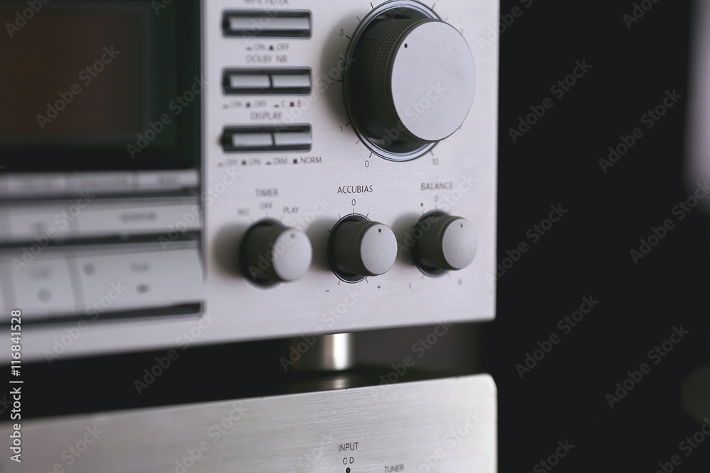 Vintage audio stereo rack with cassette tape deck receiver and s Stock ...