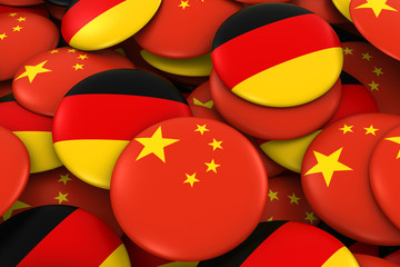 Wall Mural - China and Germany Badges Background - Pile of Chinese and German Flag Buttons 3D Illustration