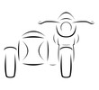 Classic motorcycle with side car front view contour isolated