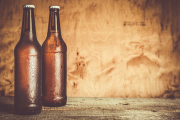 Canvas Print - Beer in bottle with ice drops