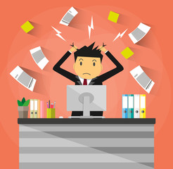 Poster - businessman in pile of office papers