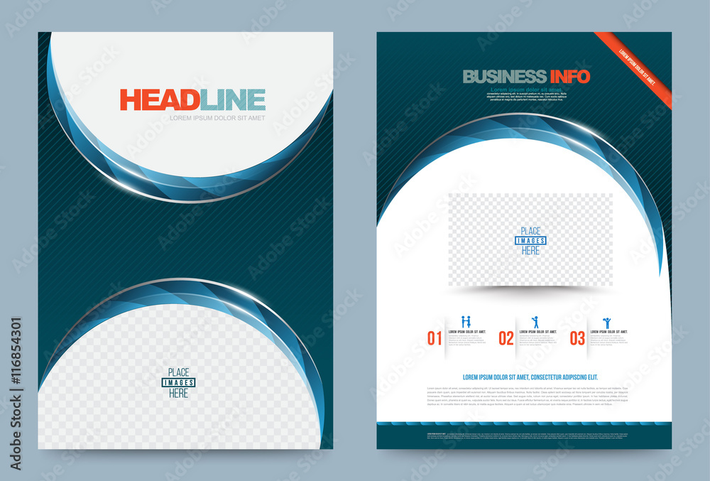 Blue green Annual report brochure flyer design template vector curve ...