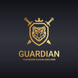 Guardian logo. Tiger shield. Warrior logo.