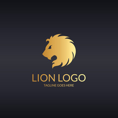 Wall Mural - Lion head. Logo template suitable for businesses and product names. Easy to edit, change size, color and text. 