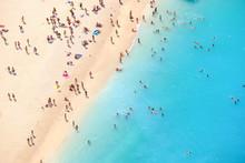Tourists On The Sand Beach Of Navagio Zakynthos Greece. People B