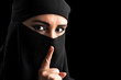 Muslim woman portrait with quiet symbol
