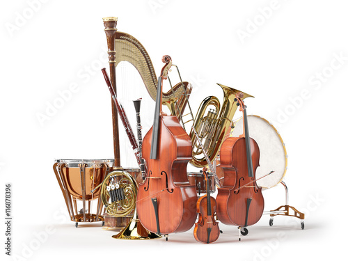 Dekoracja na wymiar  instrumenty-muzyczne-orkiestry-na-bialym-tle-renderowania-3d