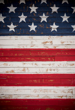 United States Flag Painted On Wooden Planks Forming A Background
